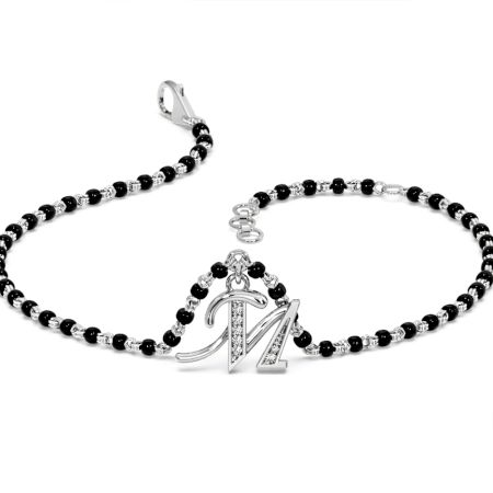 Handcrafted 925 Silver Mangalsutra Initial Bracelet